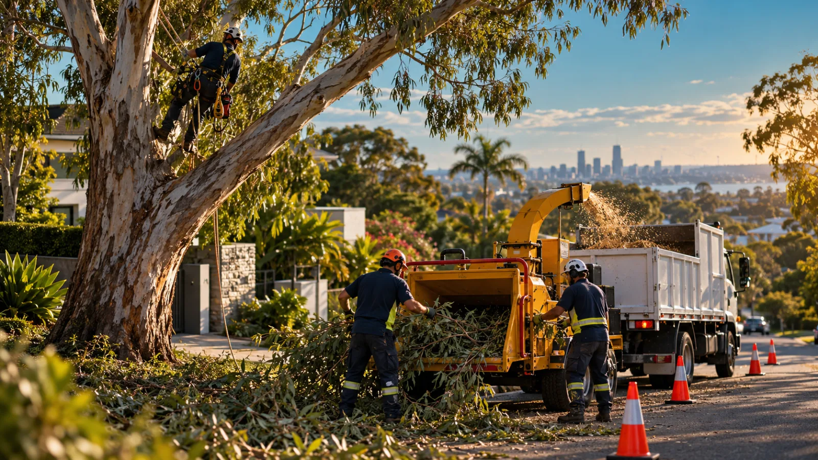 Tree crew working on a suburban job in South East Queensland
